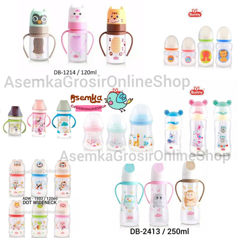 TERLENGKAP! Botol susu karakter Handle Gagang Lusty Bunny ORI Regular Wideneck 120ML 125ML 250ML