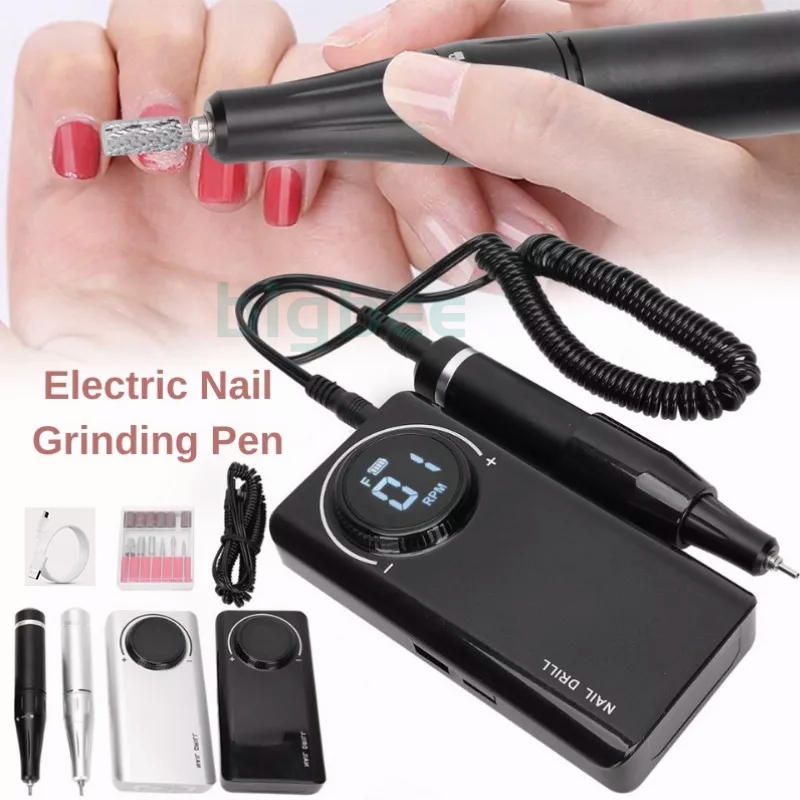 UV-201 Electric Nail Drill Machine 2 IN 1 Alat Kikir Kuku Elektrik Rechargeable Nail Drill Nail Gel Polisher 35000 rpm