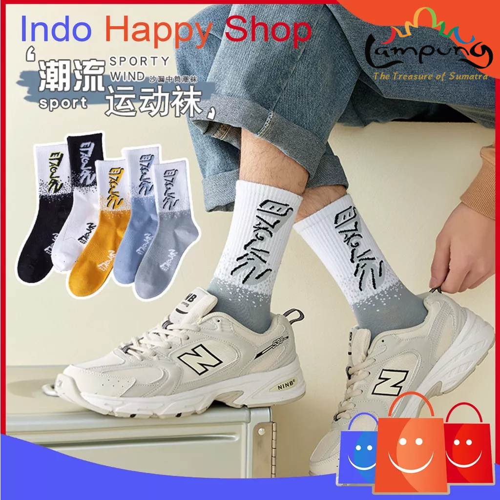 ⭐️𝐈𝐇𝐒 𝟖𝟖𝟎 𝐋𝐚𝐦𝐩𝐮𝐧𝐠⭐️Kaos Kaki Pria Wanita Panjang Setinggi Betis Sporty Wind New Fashion Korean Style Socks