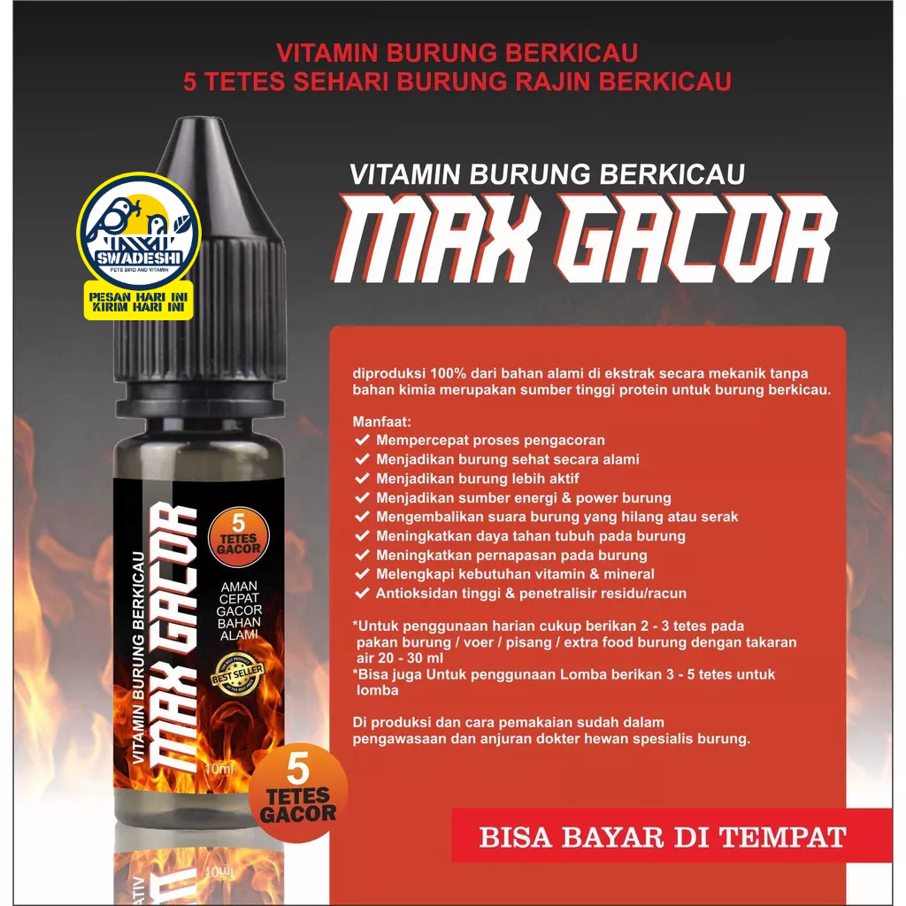 VITAMIN BURUNG BERKICAU MAX GACOR 5 TETES GACOR