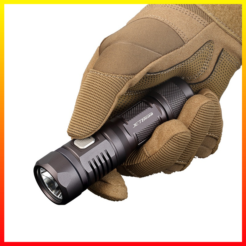 Tactical Senter LED Portabel Luar Ruangan Cahaya Kuat 1200 Lumens Baterai 18650 Waterproof IPX-8 JETBeam C8 Pro - JBFL26BK