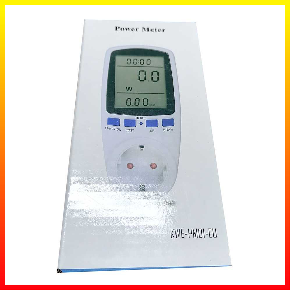 Steker kWh Meter Digital Tampilan LCD Pengukur Biaya Lisrik Rumah Multifungsi Pengatur Waktu Watt/Volt/kWh Meter Taffware - 7RHZ16WH