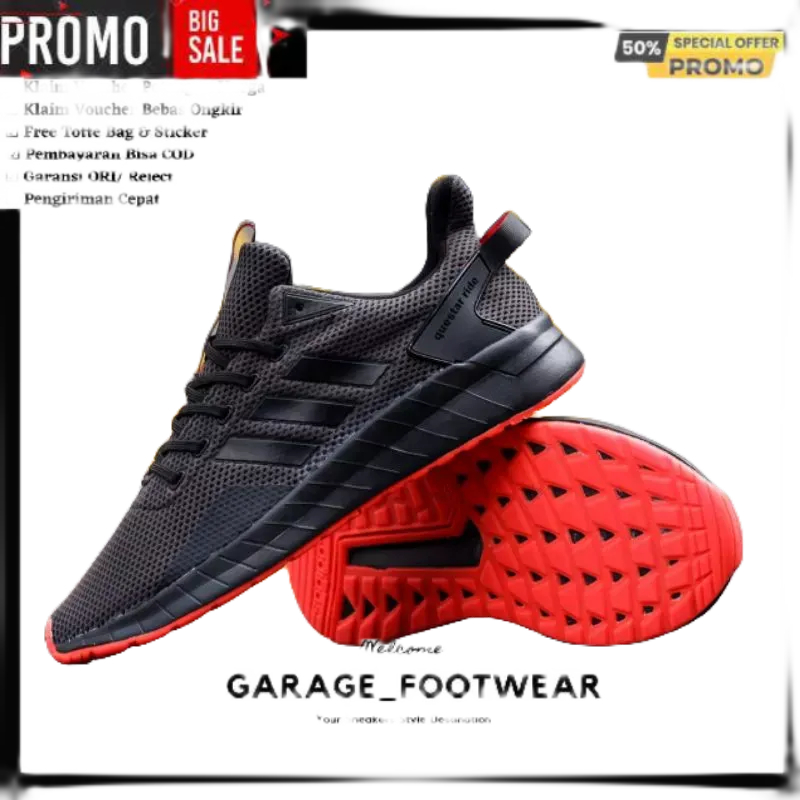 PROMO ADIDAS QUESTAR RIDE BLACK SOLL ORANGE ORIGINAL 100% - SEPATU ADIDAS ORIGINAL 100% - ADIDAS ORI