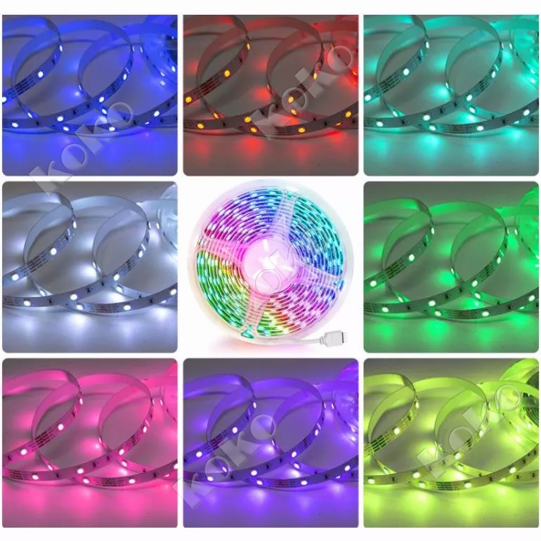 【penjual lokal】Paket Lampu Led Strip 5050 2835 Rgb 5M 10M Ip44 Rgb Remote Lampu Hias Warna Warni Lampu Kamar Aesthetic Tumblr Plafon