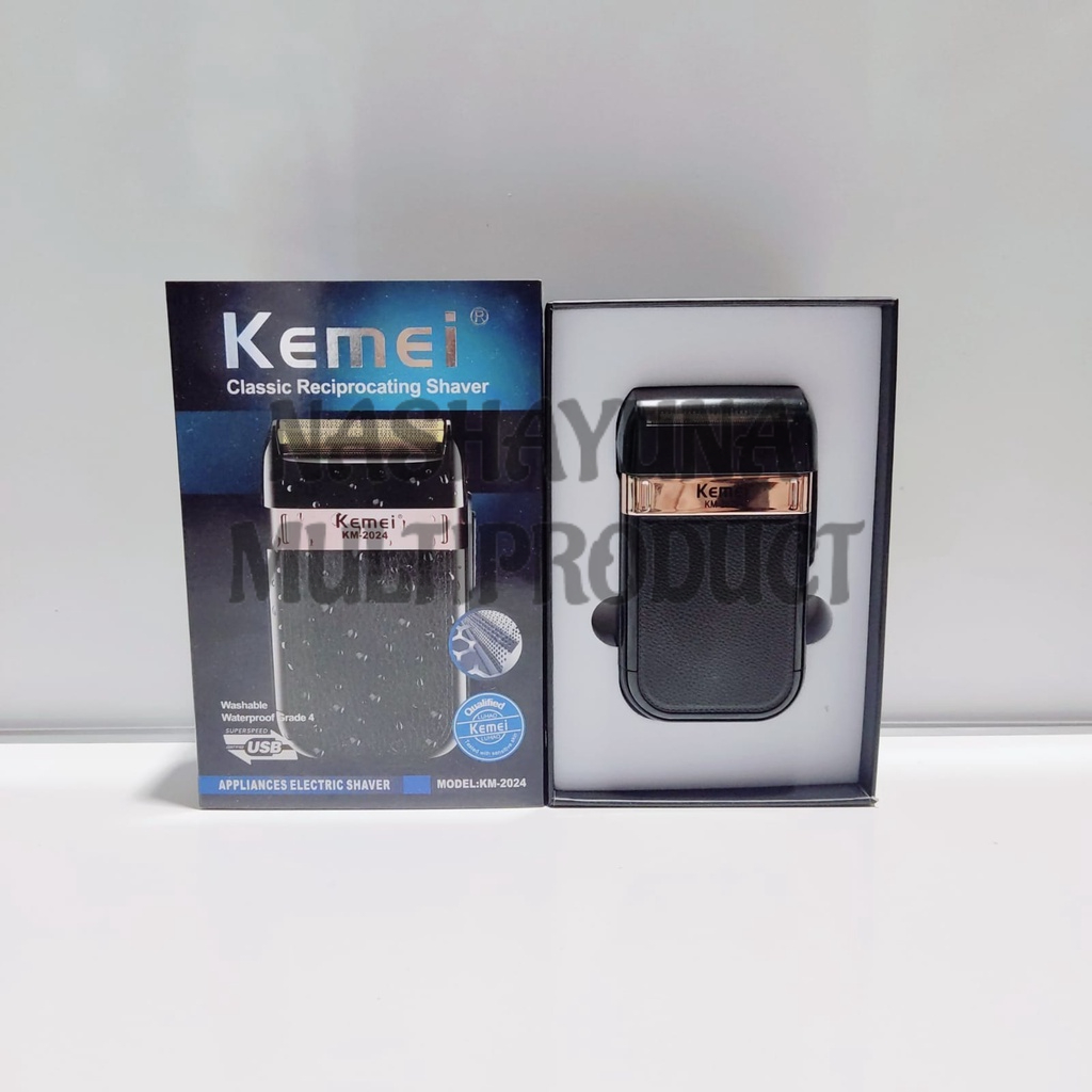 Kemei KM-2024 USB Wet and Dry Shaver Trimmer Alat Cukur Jenggot Kumis