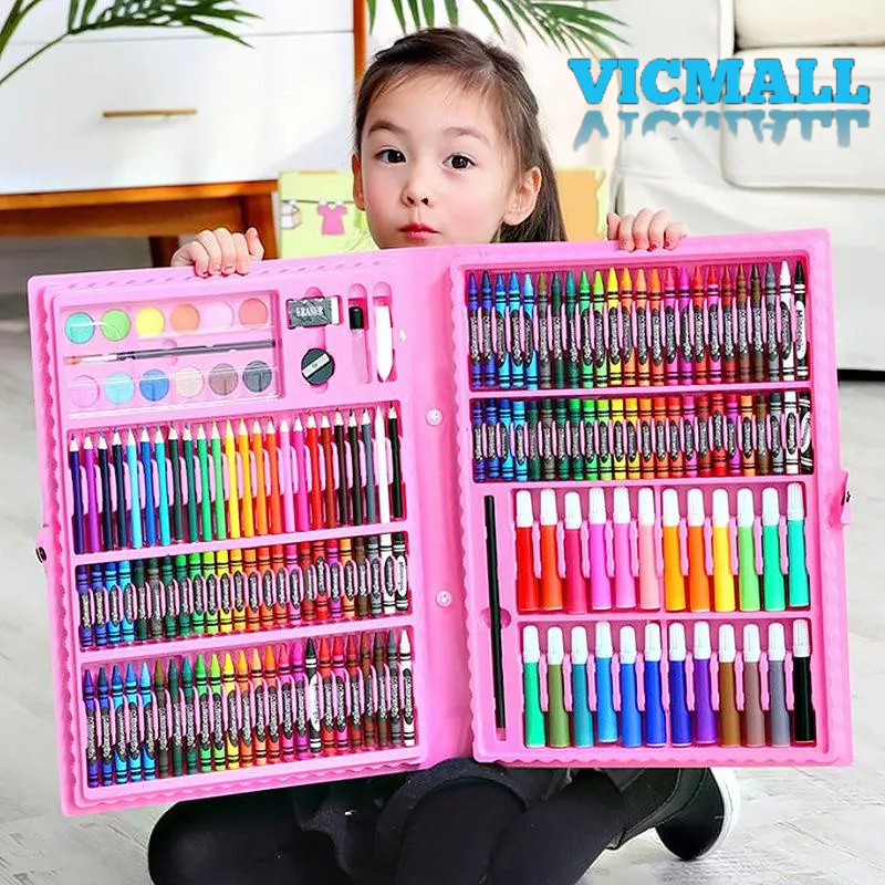 VICMALL - Perlengkapan menggambar crayon set 208 pcs lengkap dan 150 pcs Crayon Set Mewarnai Melukis Pensil Menggambar 150 Pcs / Alat Tulis Anak / alat anak gambar