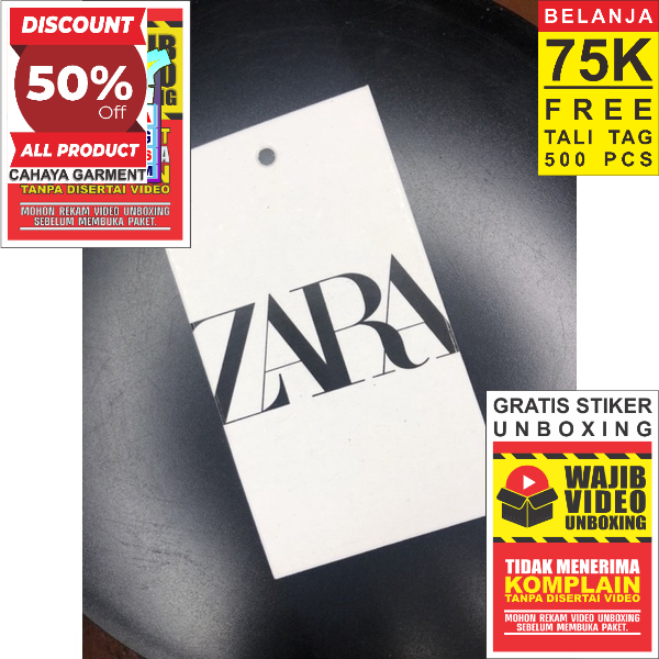 

ZARA LABEL TAG HANGTAG SUPER PREMIUM PRINTINK 1 SISI BELAKANG POLOS CO 1X DI KIRIM 600PCS