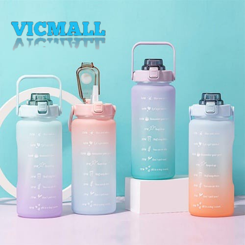 VICMALL - BOTOL MINUM JUMBO 2000L / BOTOL MINUM MOTIVASI PENANDA WAKTU 2L  / BOTOL VIRAL 2 LITER BISA DI BAWA SAAT OLAHRAGA