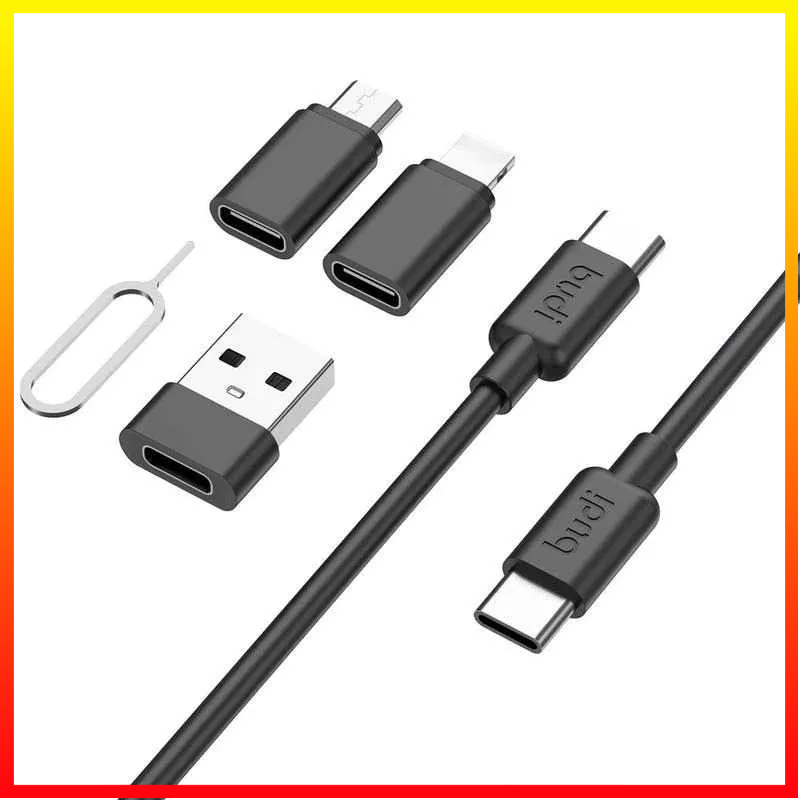 Cable Data Stick Adaptor OTG Pembaca Kartu Eksternal 9 in 1 Multifunctional USB TF SIM Card Storage BUDI BD9 - 7CUA0LBK