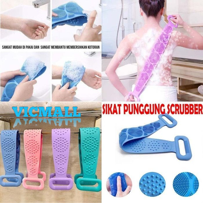 VICMALL - Alat Sikat Punggung Silikon Mandi Penggosok Pembersih Scrubber / Sabuk Silicon Scrubber