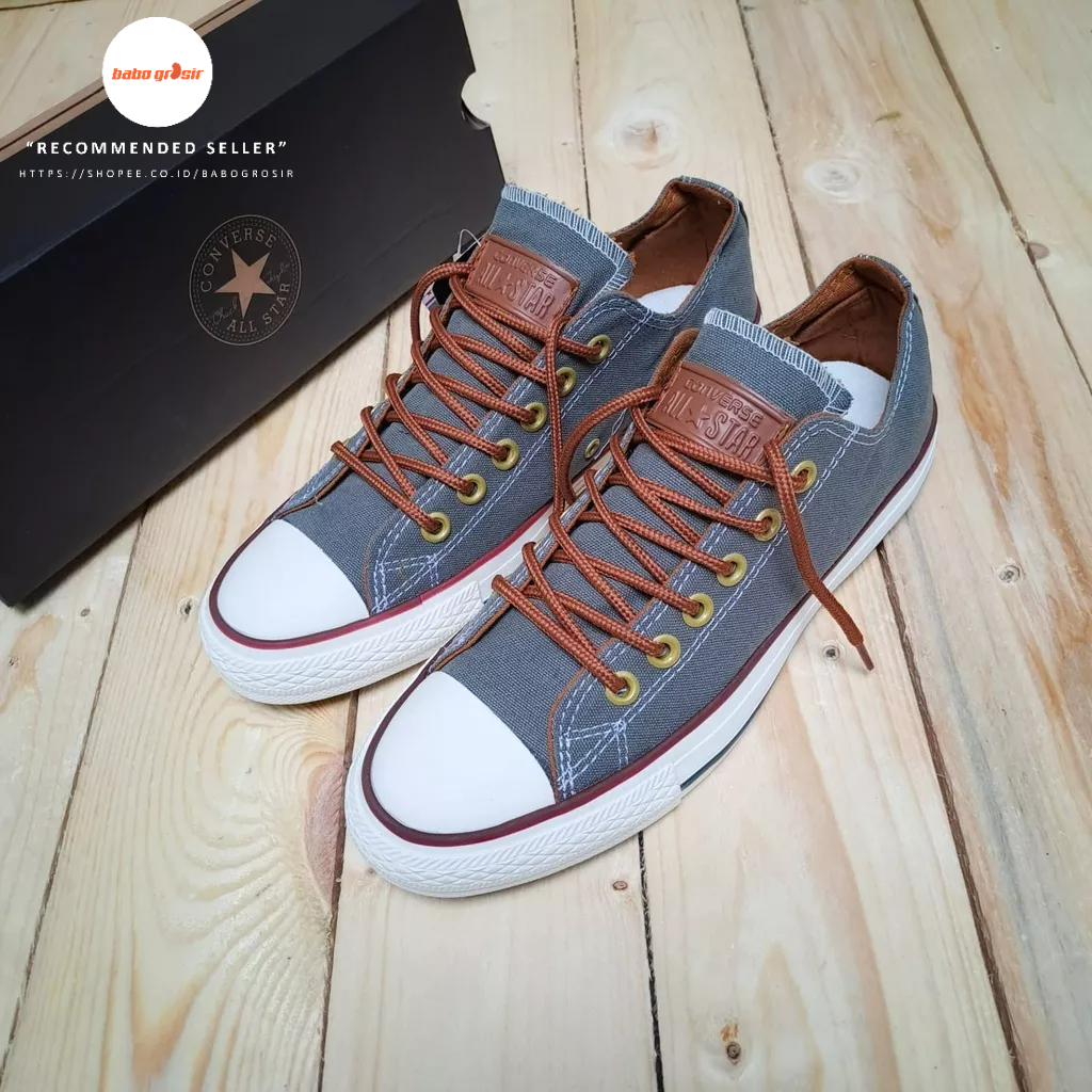 PROMO Sepatu Converse Chuck Taylor Classic Peached OX Grey, Upper Kanvas, Tapak Rubber, Premium Import Quality Tag Made in Vietnam