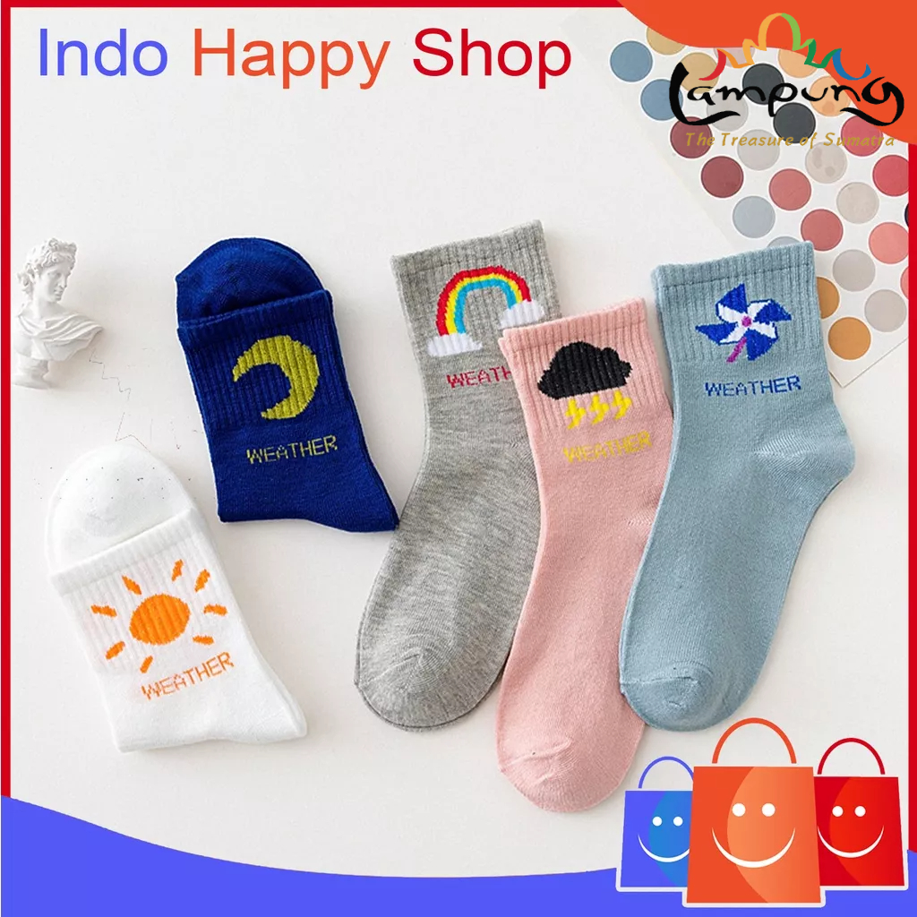 ⭐️𝐈𝐇𝐒 𝟕𝟗𝟗 𝐋𝐚𝐦𝐩𝐮𝐧𝐠⭐️Kaos Kaki Pria Wanita Motif Cuaca Kaos Kaki Panjang Weather Socks Import