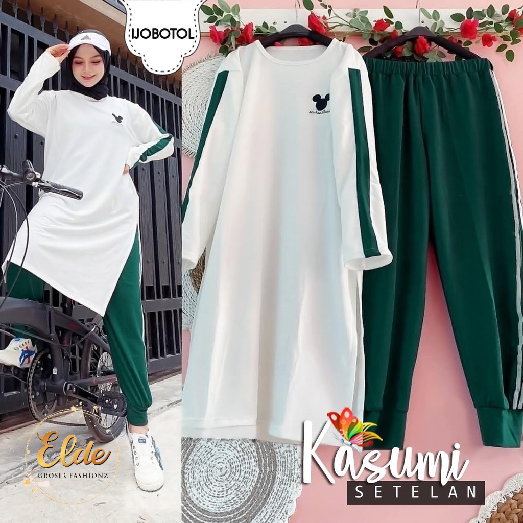 ELDE 66 - STELAN WANITA ( L - 2XL ) TUNIK / SET KASUMI TUNIK + CELANA / STELAN TERBARU / STELAN BAHAN BABYTERY