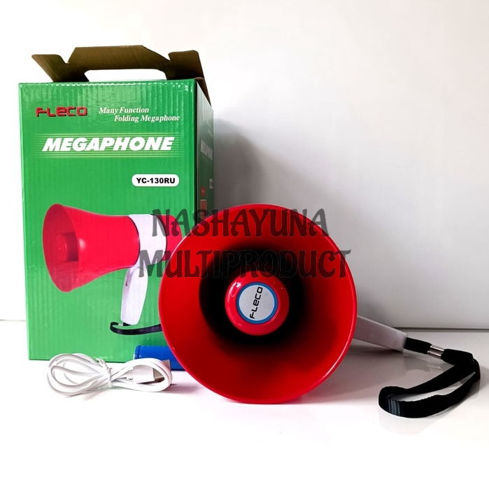 MEGAPHONE/PENGERAS SUARA FLECO YC-130RU GRATIS BATRAI DAN CAS MANY FUNCTION FOLDING MEGAPHONE