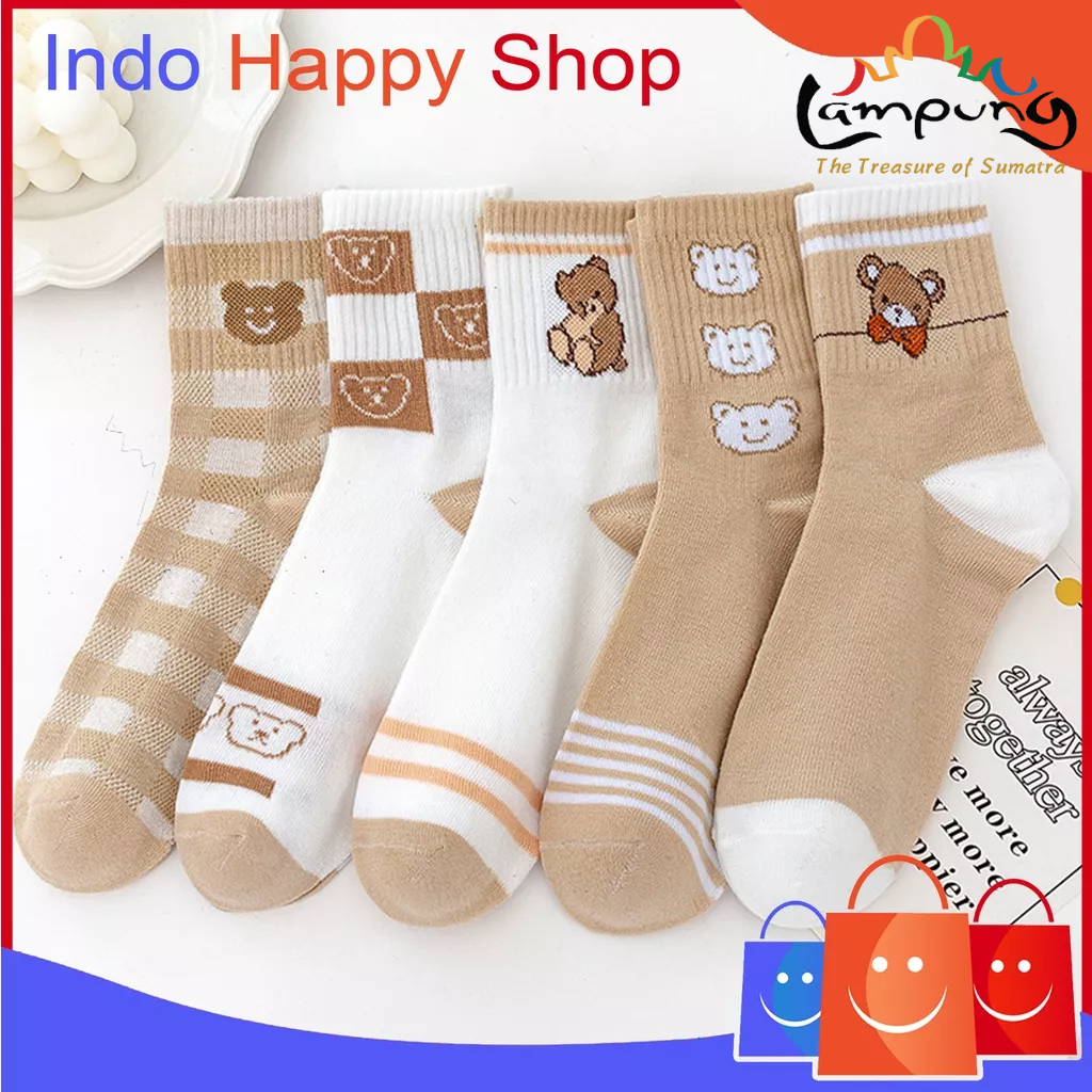 ⭐️𝐈𝐇𝐒 𝟗𝟖𝟓 𝐋𝐚𝐦𝐩𝐮𝐧𝐠⭐️Kaos Kaki Pria Wanita Motif Bear Bear Kaos Kaki Panjang Beruang Fashion Korea