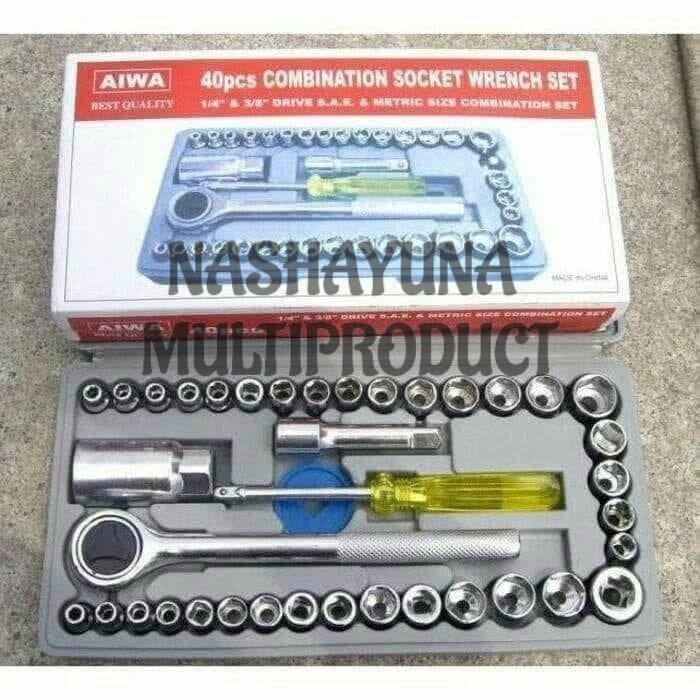 PROMO COD!!! Kunci Sok multifungsi in aiwa / Shock 40 Pcs Multipurpose Combination Socket Wrench Set Berkualitas