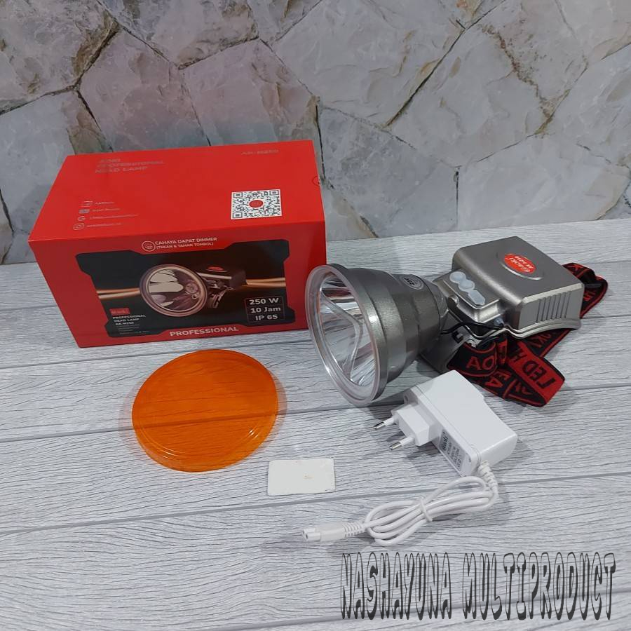 Senter Kepala Led Cree Cahaya Putih Kuning 250W Aoki AK H250 ORIGINAL