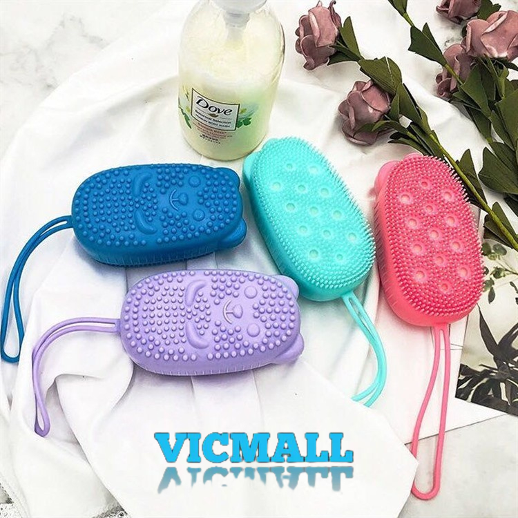 VICMALL - Spons Mandi Silikon Bath Brush Sikat Badan Busa Sabun Cair