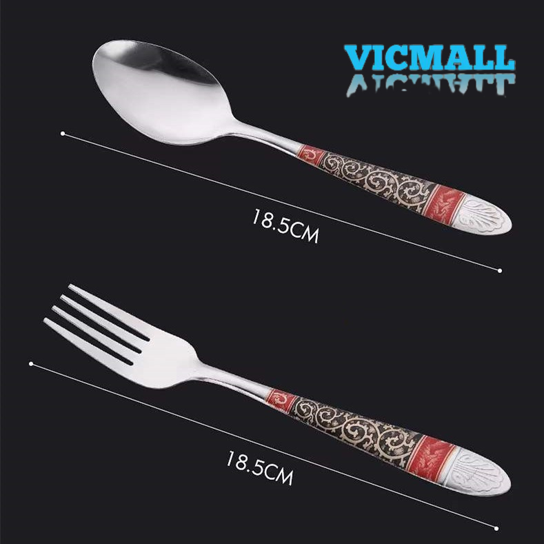 VICMALL - Sendok Garpu Makan Batik Stainess 1lusin 12buah / Stainless Steel