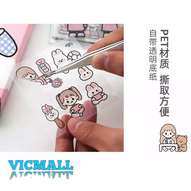 VICMALL - Stiker 3D Stiker 2D / Stiker Aesthetic Design DIY/ Sticker botol minum 2D plastik anti air / Buku Diary Stiker Motif/Stiker Anti Air Botol Hp Laptop Lucu