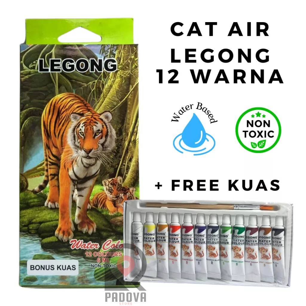 

Cat Air / Cat Lukis 12 Warna FREE KUAS / Water Colour Legong 12 Warna