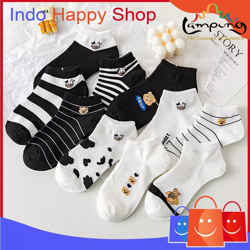 ⭐️𝐈𝐇𝐒 𝟕𝟑𝟓 𝐋𝐚𝐦𝐩𝐮𝐧𝐠⭐️Kaos Kaki Pria Wanita Motif Beruang Kaos Kaki Pendek Korean Style Bear Ankle Socks