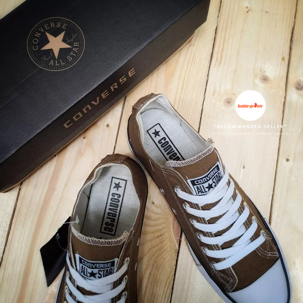 PROMO Sepatu Converse Chuck Taylor OX Classic Brown, Upper Kanvas, Tapak Rubber, Premium Import Quality Tag Made in Vietnam