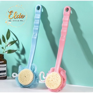 ELDE 1 - Shower Puff + Sikat Gosok Punggung Gagang Panjang Spons Mandi 2 Sisi