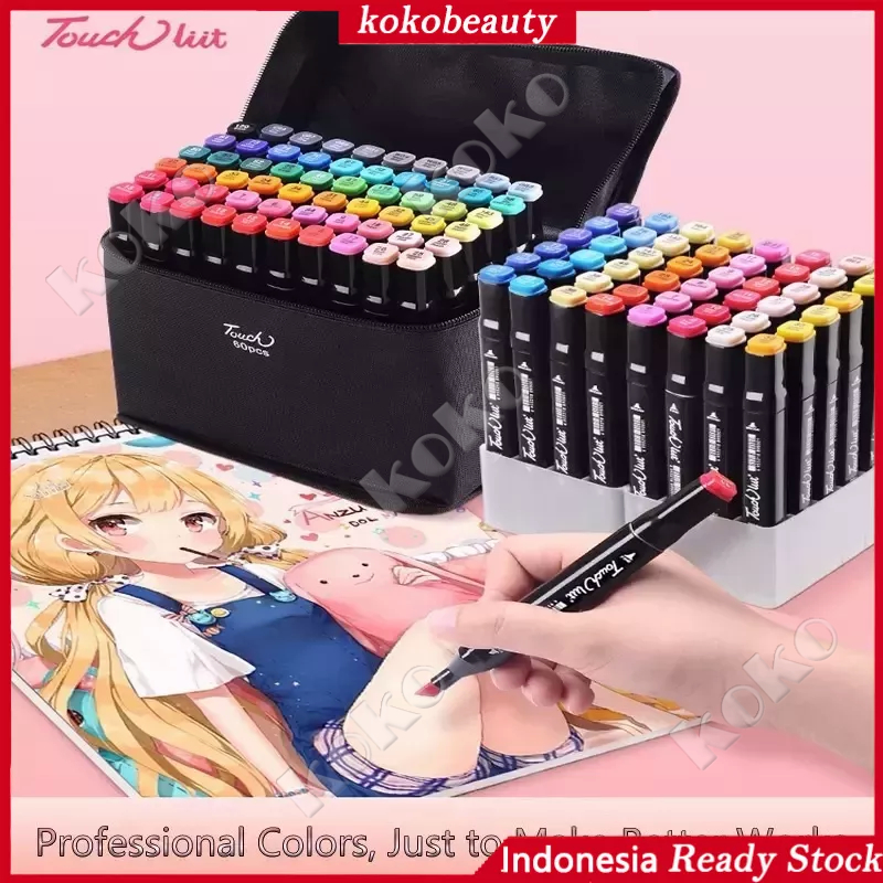 TouchFive 12/36/60/80/120 Warna Sketsa Spidol Umum General Marker Set Animation Markers / Twin Market Set Spidol