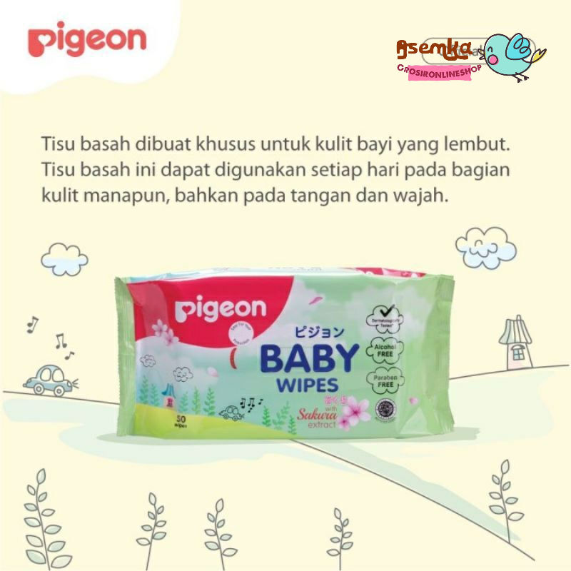 Tissue Basah Pigeon Sakura Extract 50s Wet Wipes