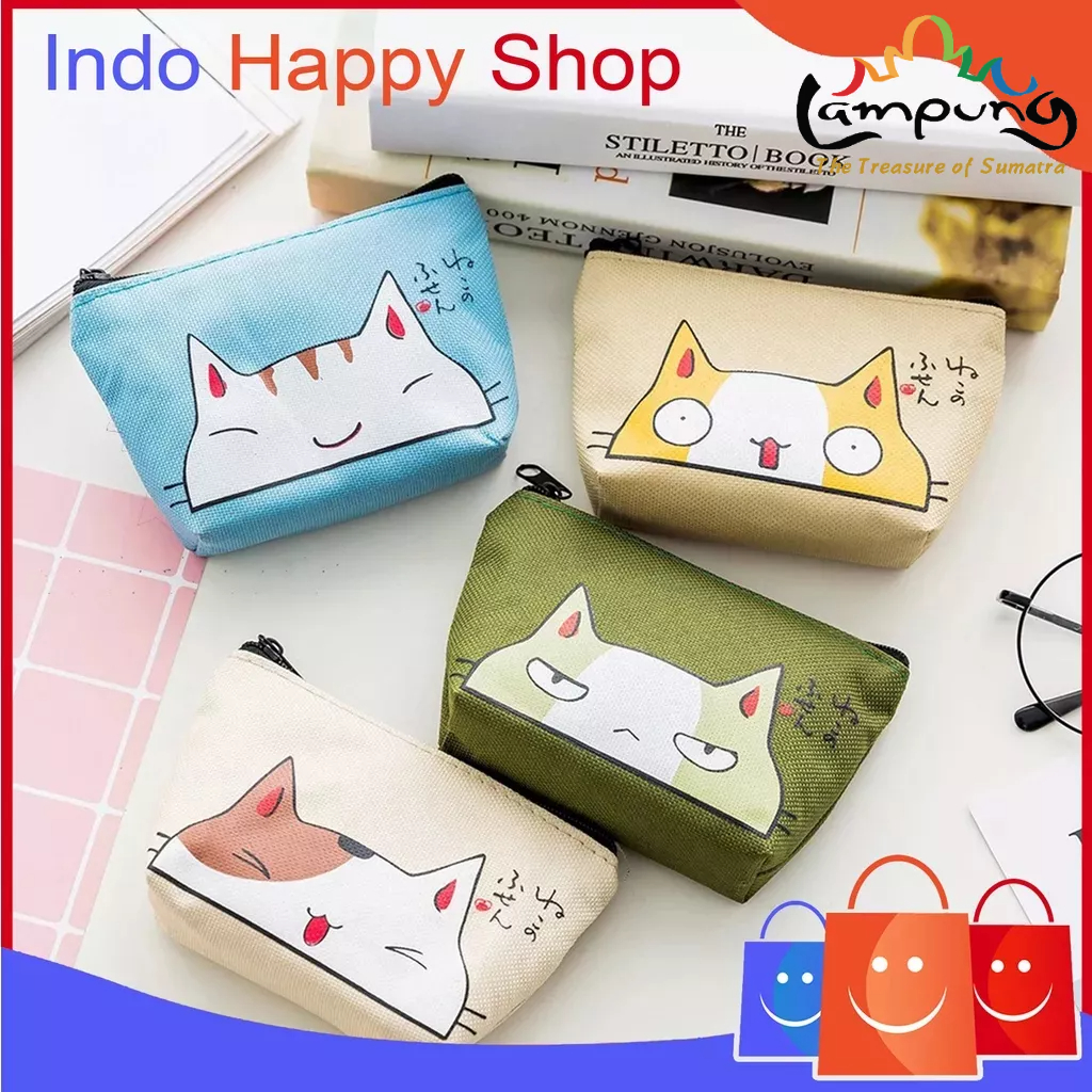 ⭐️𝐈𝐇𝐒 𝟕𝟓𝟎 𝐋𝐚𝐦𝐩𝐮𝐧𝐠⭐️Dompet Koin Wanita Motif Kucing Pouch Mini Lovely Cat Coin Purse