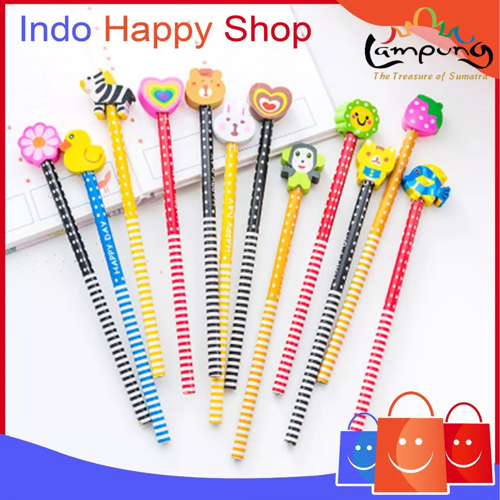 ⭐️𝐈𝐇𝐒 𝟎𝟐𝟏 𝐋𝐚𝐦𝐩𝐮𝐧𝐠⭐️Pensil Karakter + Penghapus Pensil Lucu Ada penghapus Pensil Fancy Pensil Unik Karakter Souvenir