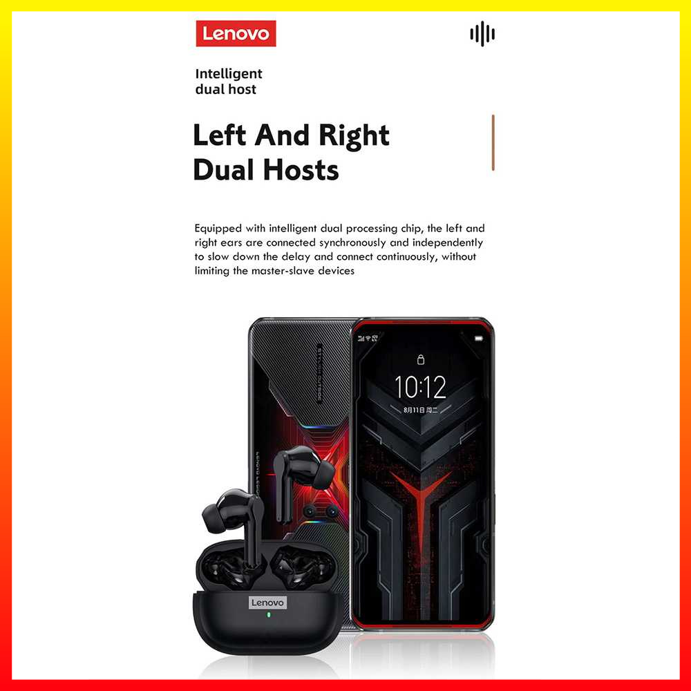 TWS Earphone Desain Airpods Headset Bluetooth 5.0 with Charging Dock USB Type C Baterai Tahan Lama Lenovo Think Plus - ILSK0QBK