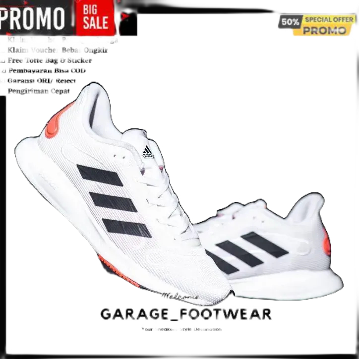 SALE ADIDAS GALAXAR BOUNCE WHITE BLACK ORANGE SALE 