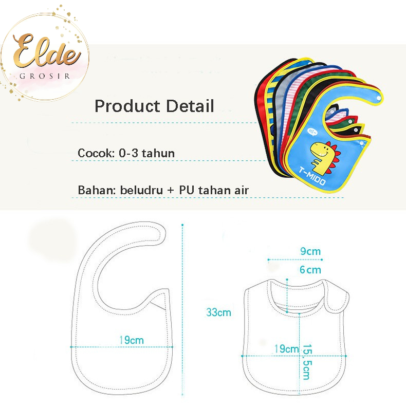 ELDE - Slabber Anak waterproof / Celemek Anak Murah bib Anak Import