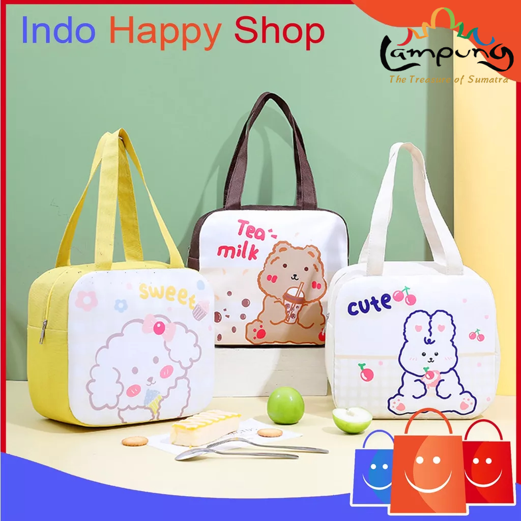 ⭐️𝐈𝐇𝐒 𝟗𝟑𝟓 𝐋𝐚𝐦𝐩𝐮𝐧𝐠⭐️Tas Bekal Lunch Cooler Bag Tas Bento Aluminium Motif Cute Bear