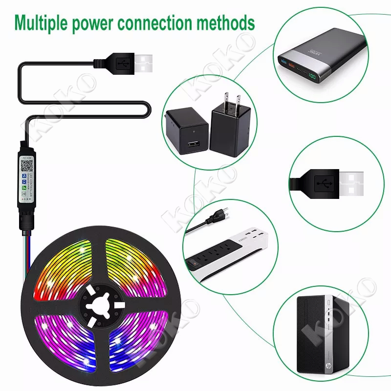 【penjual lokal】Paket Lampu Led Strip 5050 2835 Rgb 5M 10M Ip44 Rgb Remote Lampu Hias Warna Warni Lampu Kamar Aesthetic Tumblr Plafon