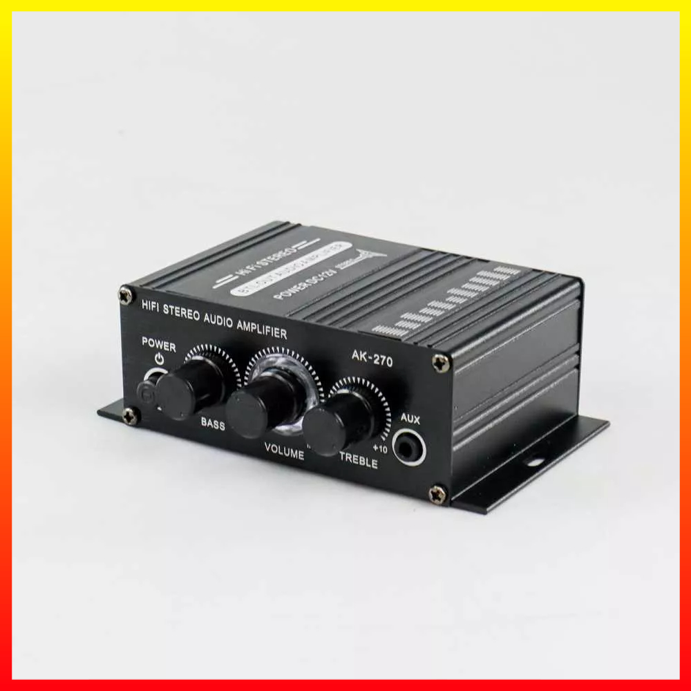 Amplifier Penguat Audio Mini Lampu LED Treble Bass Booster 2-channel HiFi Stereo 12V Lepy AK-270 - 7RSKD9BK