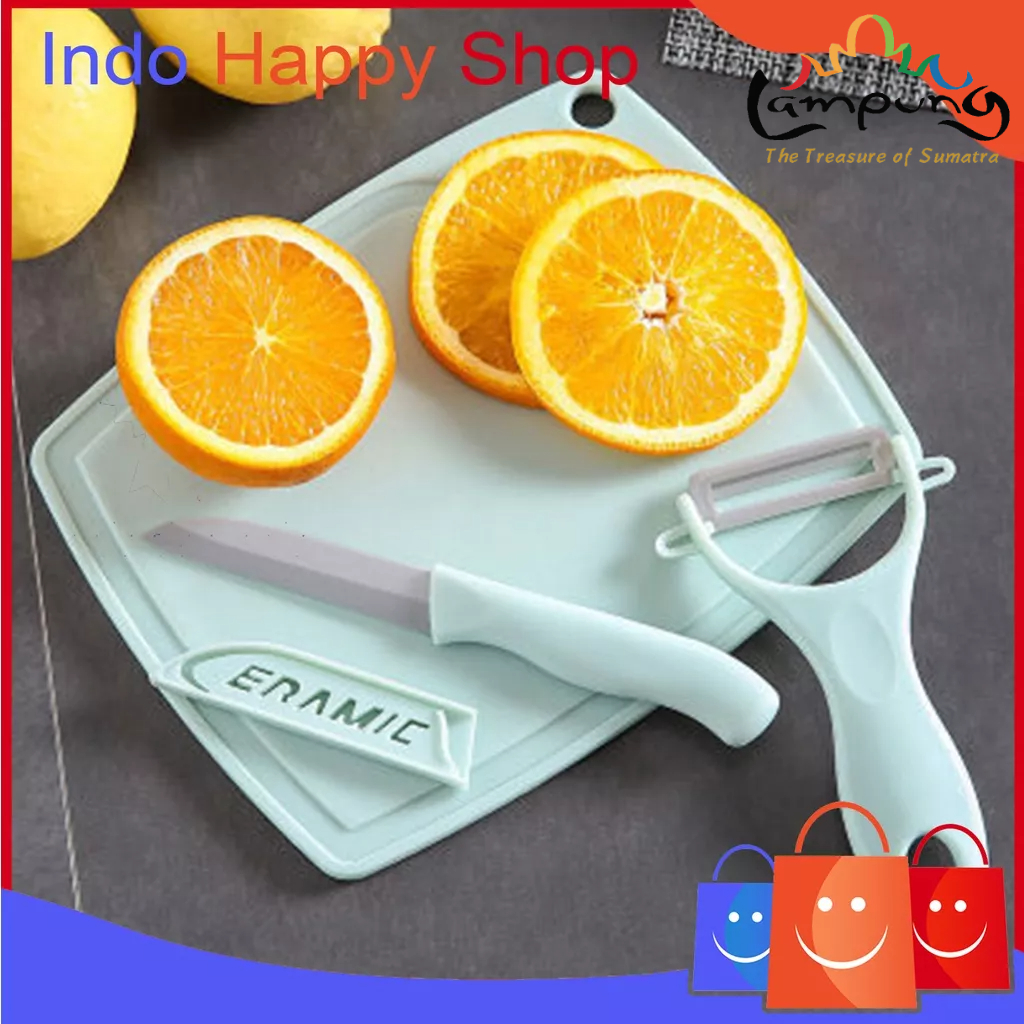 ⭐️𝐈𝐇𝐒 𝟑𝟐𝟒 𝐋𝐚𝐦𝐩𝐮𝐧𝐠⭐️Talenan Set 3 in 1 Talenan Pisau Pengupas Buah Talenan Set Knife Set Peeler Fruit