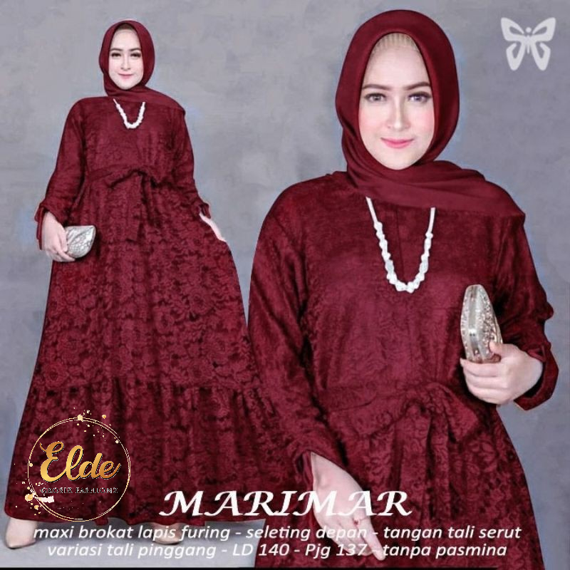 ELDE 5 - Marimar JUMBO DRESS L - XL - 3XL - 5XL Maxi GAMIS BRUKAT Jumbo lapis furing  MAXI Busui tangan serut