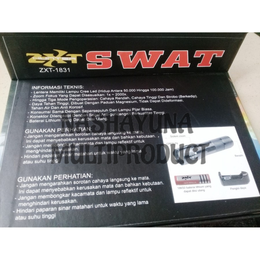 Senter Multifunction SWAT Flashigh Police 880000W Smart Chip ZXT1831 Berkualitas