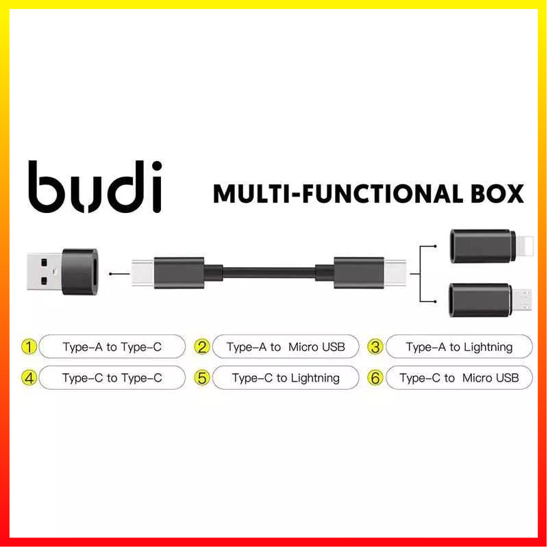 Cable Data Stick Adaptor OTG Pembaca Kartu Eksternal 9 in 1 Multifunctional USB TF SIM Card Storage BUDI BD9 - 7CUA0LBK