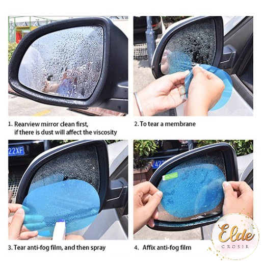 ELDE - Anti Fog Kaca Film Besar Oval Anti Embun Hujan Pelindung Spion Mobil