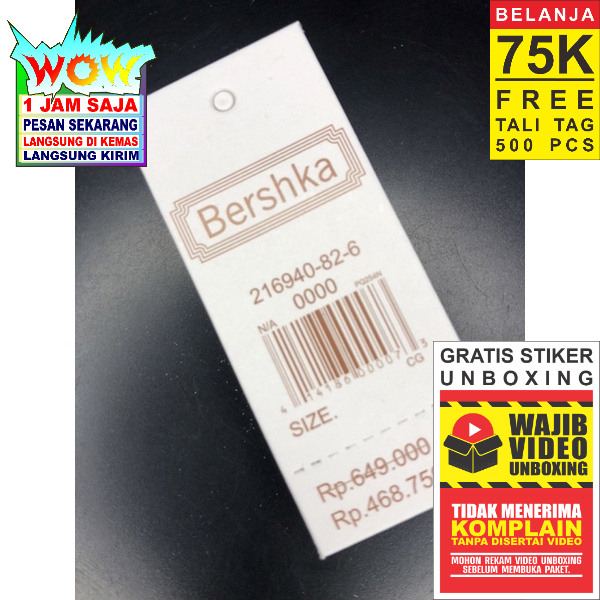 

BERSHKA PRICE TAG HANGTAG BARCODE CO 1X DIKIRIM 600 PCS