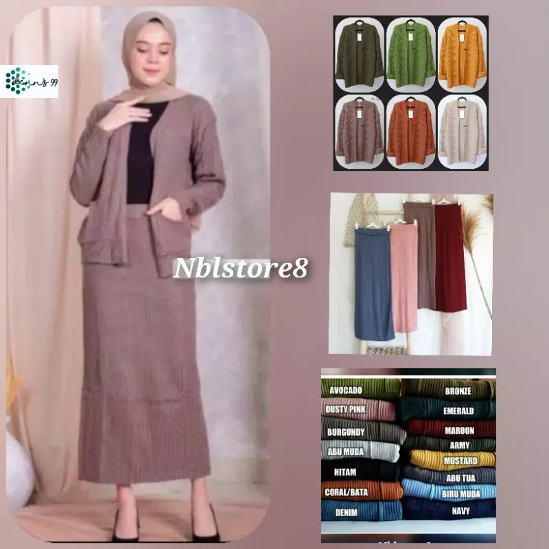 STELAN RAJUT CARDY / STELAN CARDIGAN / ONE SET WANITA