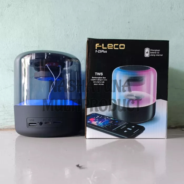 SPEAKER WIRELESS PORTABLE  FLECO F-Z5 PLUS BT 5.0 SUARA STEREO LED RGB