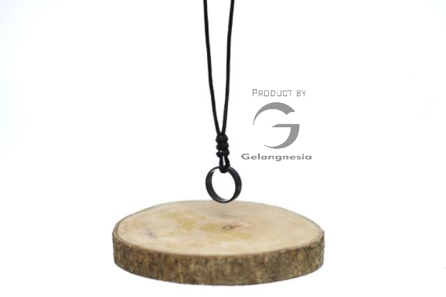 Kalung Pria Keren Cincin Titanium Hitam Black Premium