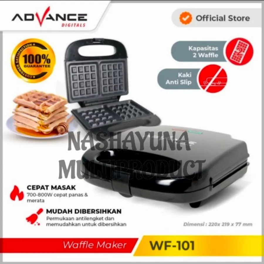 ADVANCE WAFFLE MAKER PEMANGGANG ROTI WAFFLE 2 LAPIS WF-101 GARANSI RESMI