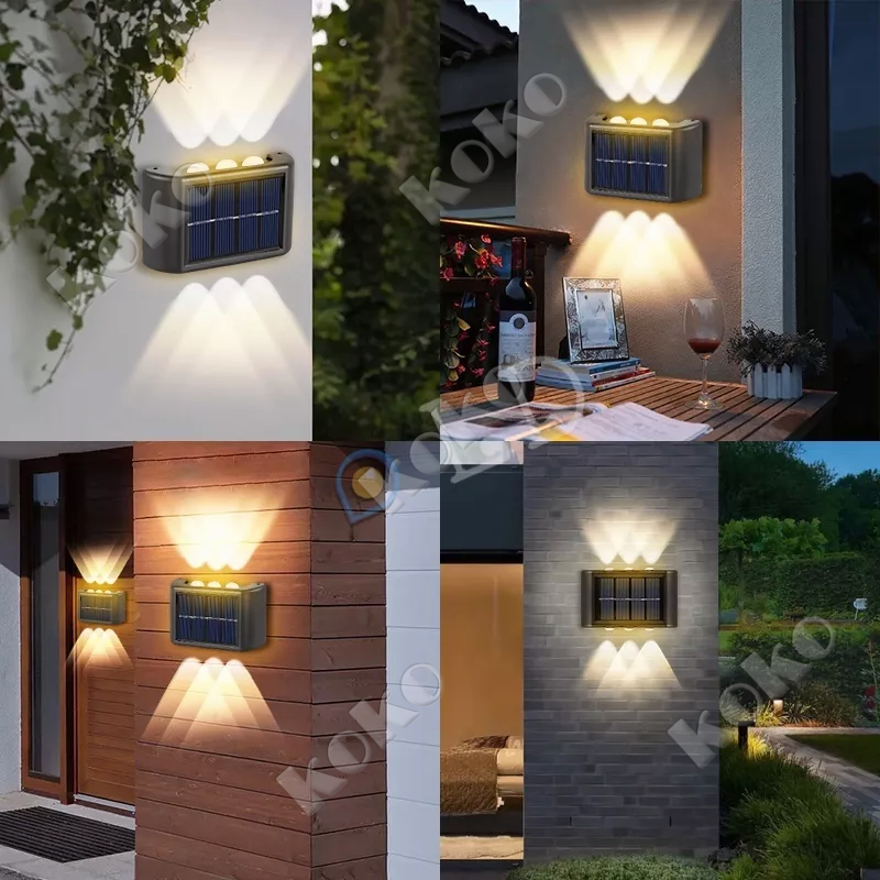 【local seller】2PCS Lampu Dinding Led Tenaga Surya Tahan Air 6/8/10LED Lampu Dinding Solar Tembok Taman Solar Tenaga Matahari Outdoor Led Sensor Cahaya Ip65