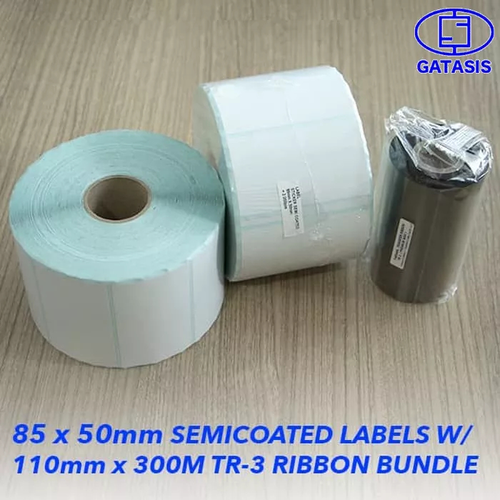 

Paket Label Sticker Semicoated Ukuran 85mm X 50mm 1 Baris dengan Ribbon Wax